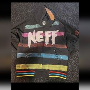 Neff Black Hoodie with Multicolor Brushstroke Stripes